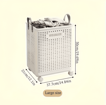 RollEase Foldable Laundry Basket – With Wheels, Compact & Durable for Easy Transport