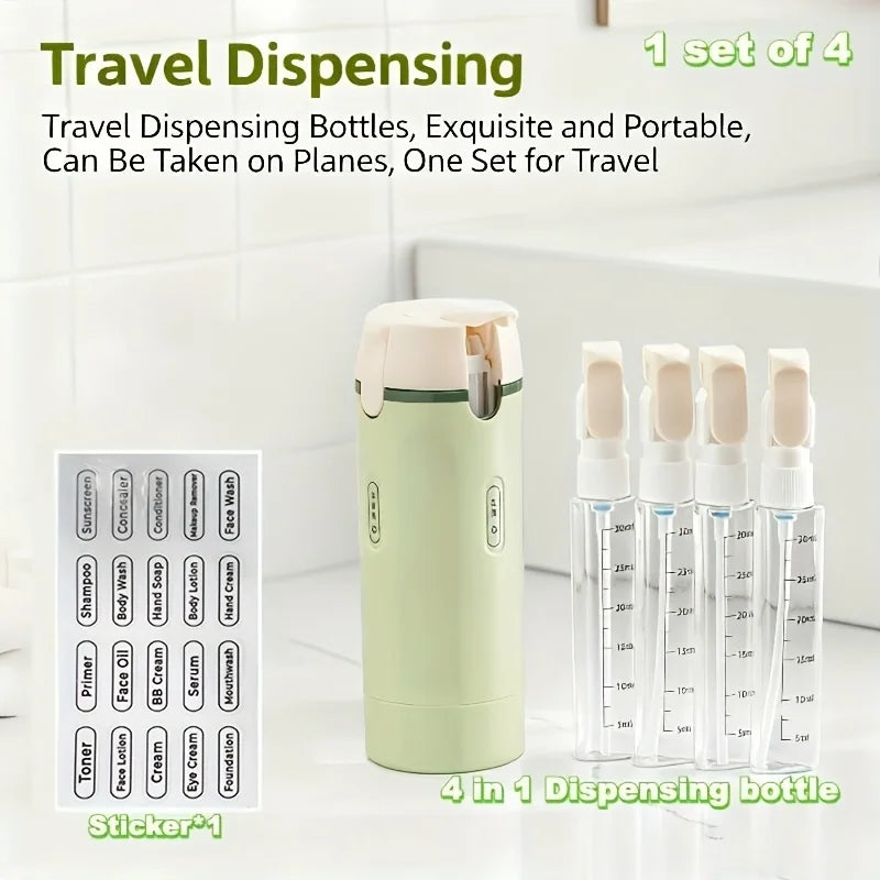 TravelFlow™ 4-in-1 Dispenser ✈️ — One Bottle, Four Essentials