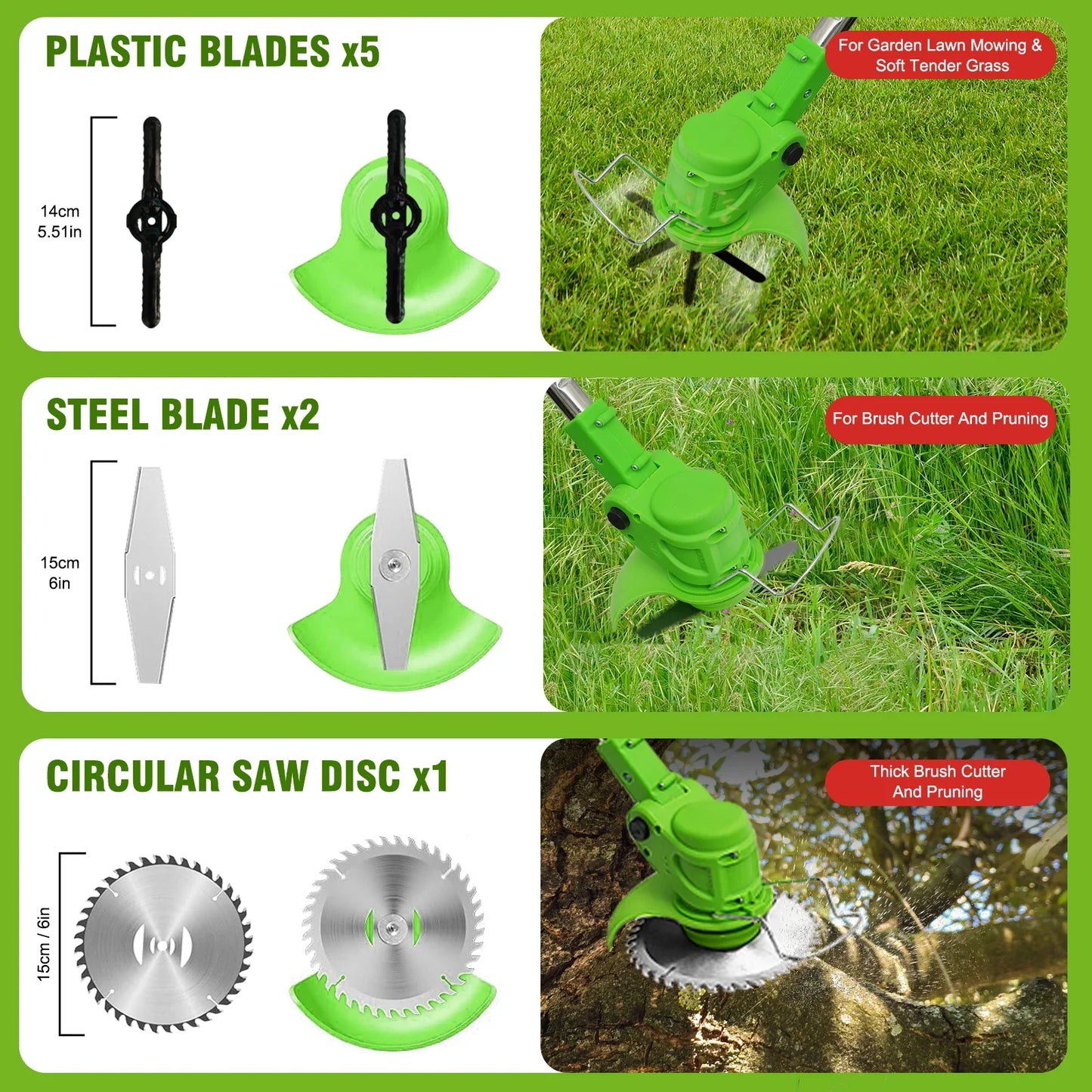 2-in-1 Cordless Electric Weed Trimmer & Lawn Edger — 650W Brushless, 24V Dual Battery