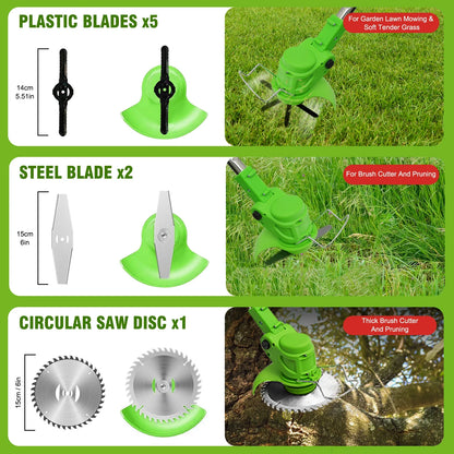 2-in-1 Cordless Electric Weed Trimmer & Lawn Edger — 650W Brushless, 24V Dual Battery