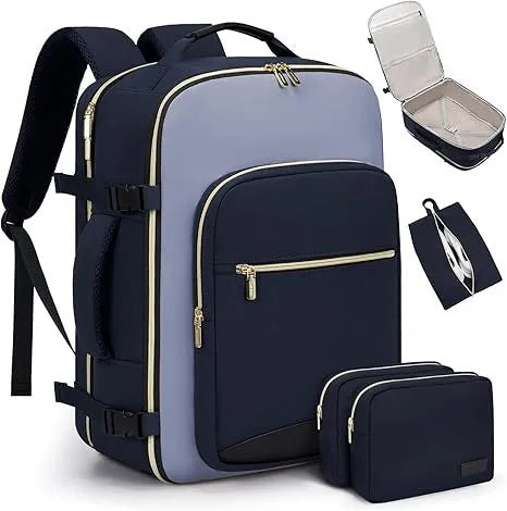 Geestock Minimalist Women's Travel Boarding Backpack Carry On Luggage With 3 Storage Bags Large Capacity Laptop Bag Backpack