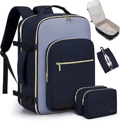 Geestock Minimalist Women's Travel Boarding Backpack Carry On Luggage With 3 Storage Bags Large Capacity Laptop Bag Backpack