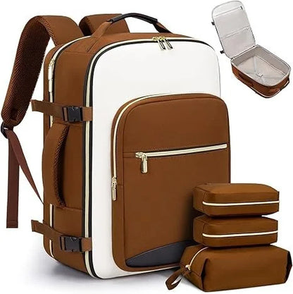 Geestock Minimalist Women's Travel Boarding Backpack Carry On Luggage With 3 Storage Bags Large Capacity Laptop Bag Backpack
