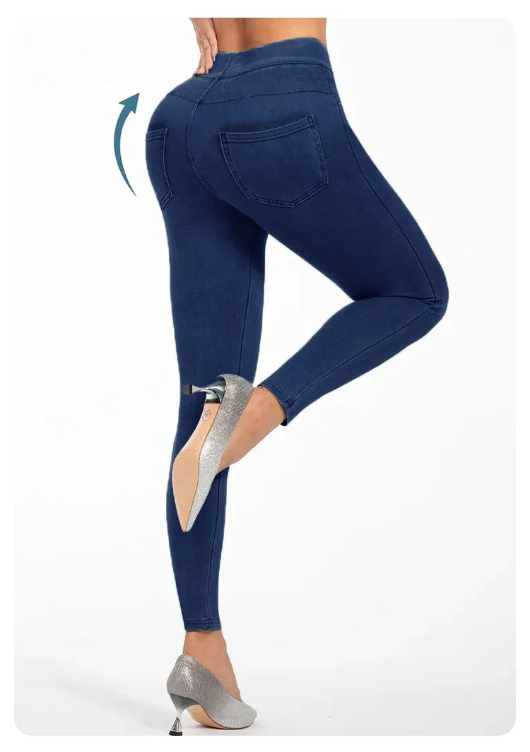 Zoraa™Women’s High Waisted Denim Yoga Leggings – Stretch Breathable Booty Lifting Workout Pants