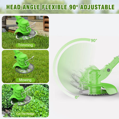2-in-1 Cordless Electric Weed Trimmer & Lawn Edger — 650W Brushless, 24V Dual Battery
