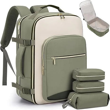Geestock Minimalist Women's Travel Boarding Backpack Carry On Luggage With 3 Storage Bags Large Capacity Laptop Bag Backpack
