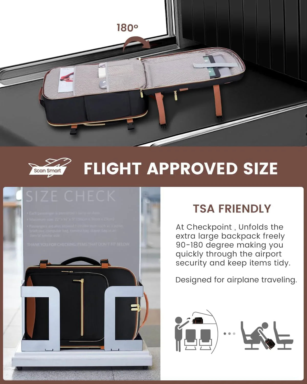 Geestock Minimalist Women's Travel Boarding Backpack Carry On Luggage With 3 Storage Bags Large Capacity Laptop Bag Backpack