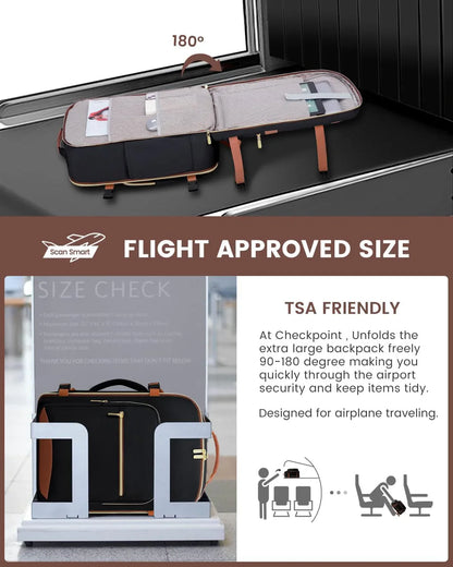 Geestock Minimalist Women's Travel Boarding Backpack Carry On Luggage With 3 Storage Bags Large Capacity Laptop Bag Backpack