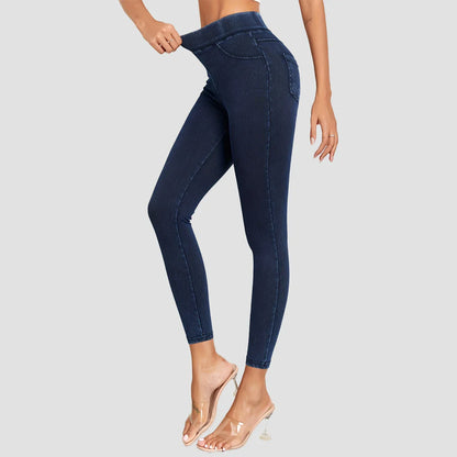 Zoraa™Women’s High Waisted Denim Yoga Leggings – Stretch Breathable Booty Lifting Workout Pants