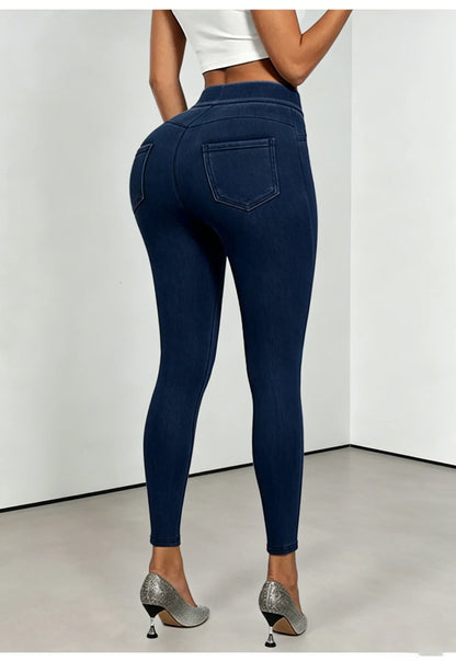 Zoraa™Women’s High Waisted Denim Yoga Leggings – Stretch Breathable Booty Lifting Workout Pants