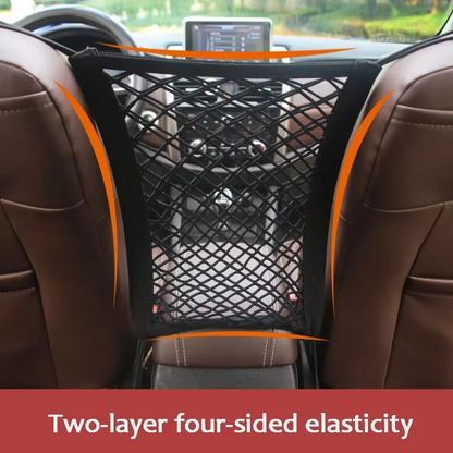 Stretchable Car Seat Divider & Storage Net with Pet Barrier