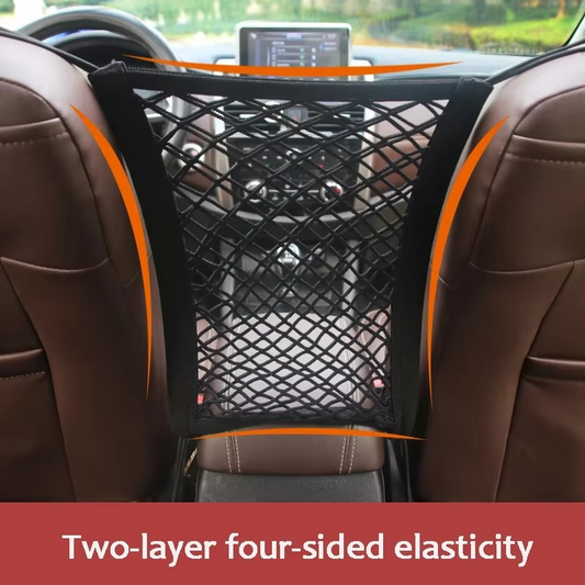 Stretchable Car Seat Divider & Storage Net with Pet Barrier