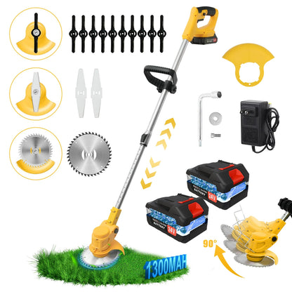 2-in-1 Cordless Electric Weed Trimmer & Lawn Edger — 650W Brushless, 24V Dual Battery