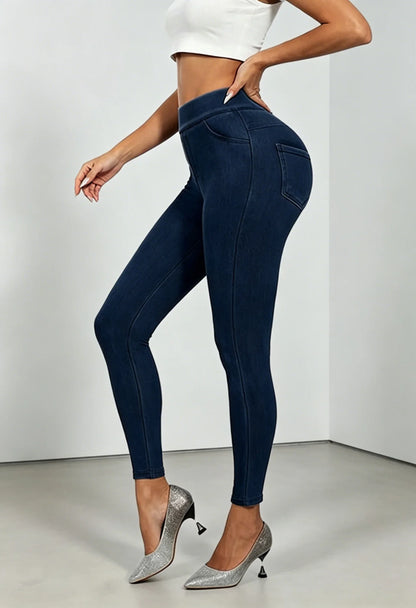 Zoraa™Women’s High Waisted Denim Yoga Leggings – Stretch Breathable Booty Lifting Workout Pants
