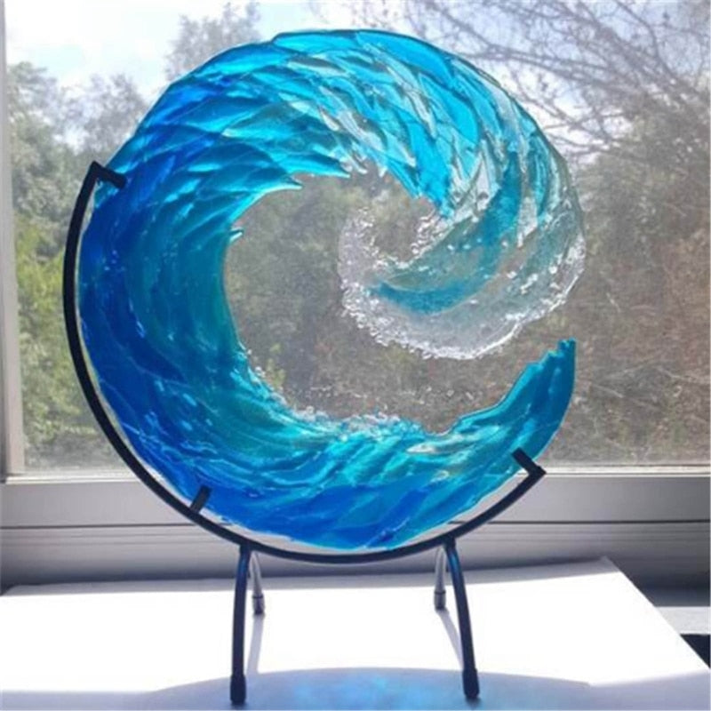 Glass Sculpture of Ocean Wave - AquaWave