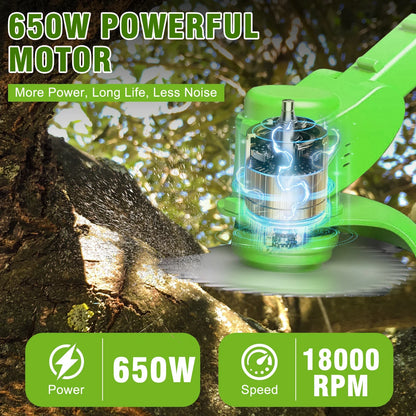 2-in-1 Cordless Electric Weed Trimmer & Lawn Edger — 650W Brushless, 24V Dual Battery