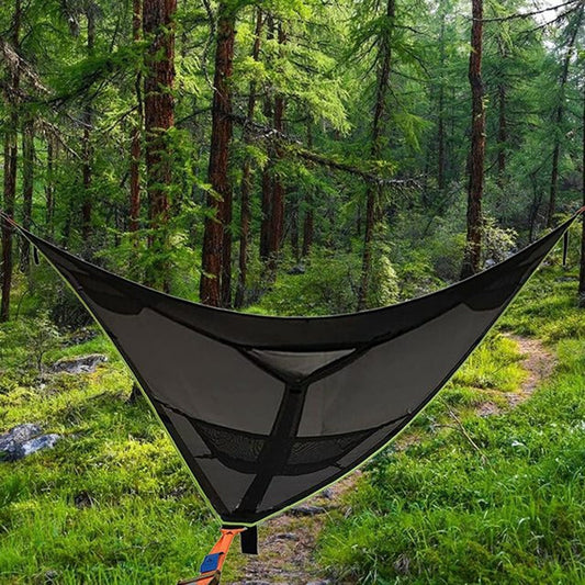 2.8 m Family Outdoor Portable Air Tent Multi-Person Camping Triangle Hammock (Black)