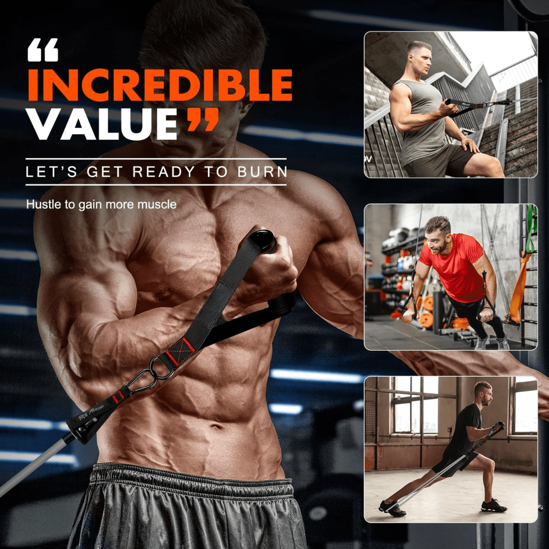 Resistance band set for full body training & rehab with handles, ankle strap & door anchor