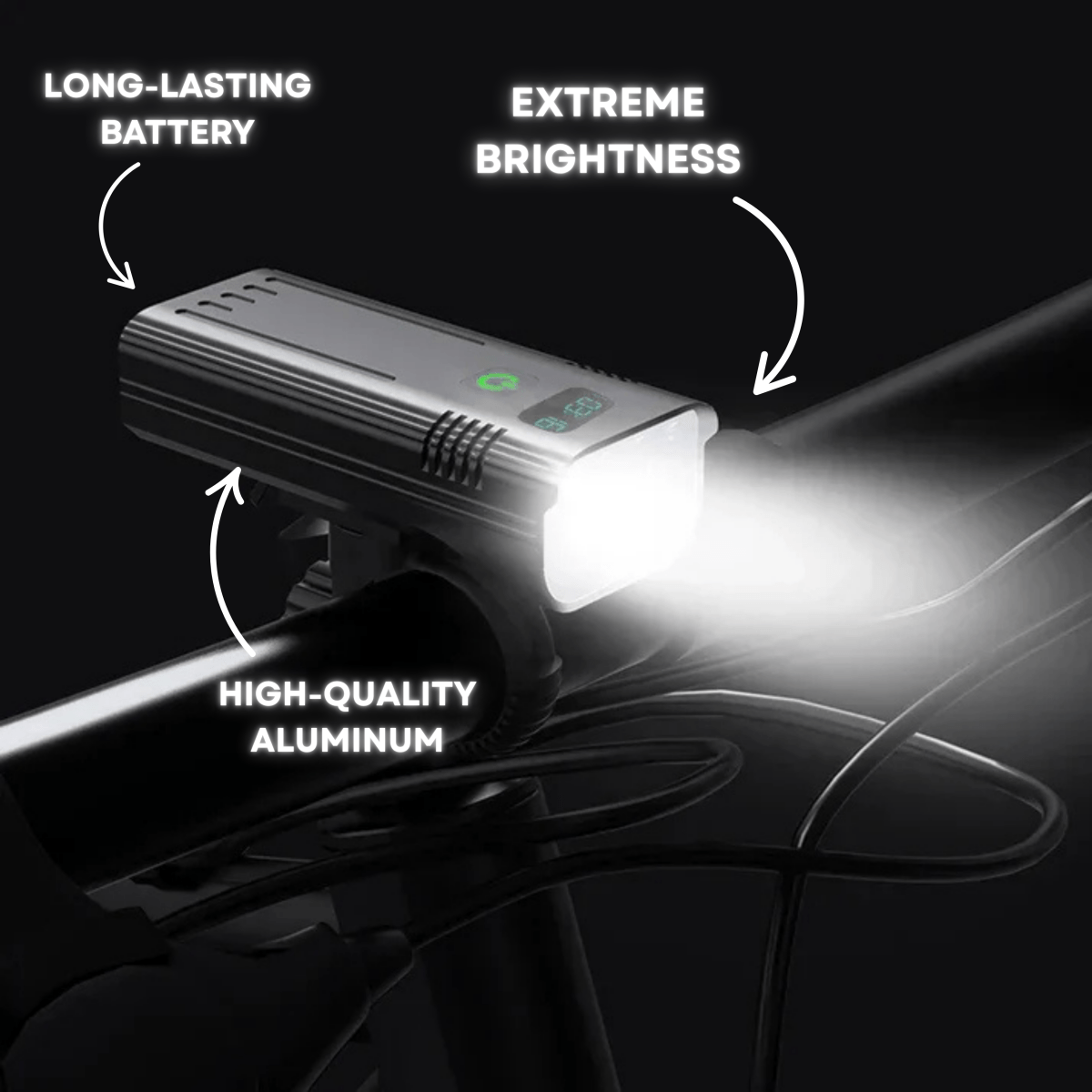 ROADGLOW X – 5000 Lumen Bike Light with 12 LEDs & USB-C Rechargeable Battery
