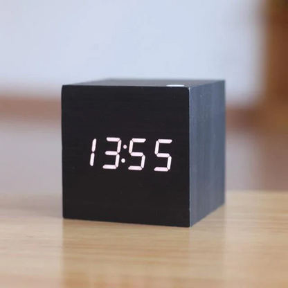 Wooden Digital Clock with LED Display