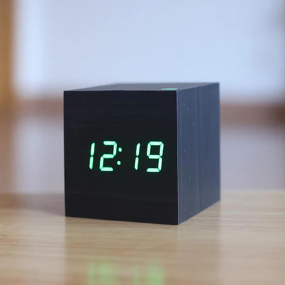 Wooden Digital Clock with LED Display