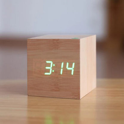 Wooden Digital Clock with LED Display