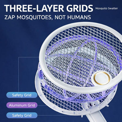 📢📢 50% OFF ⏰💎 Foldable Electric Mosquito Swatter with UV Attract Light – 2-in-1 Automatic Mosquito Killer🦟💡 Rechargeable, safe, ideal for home & travel.✅